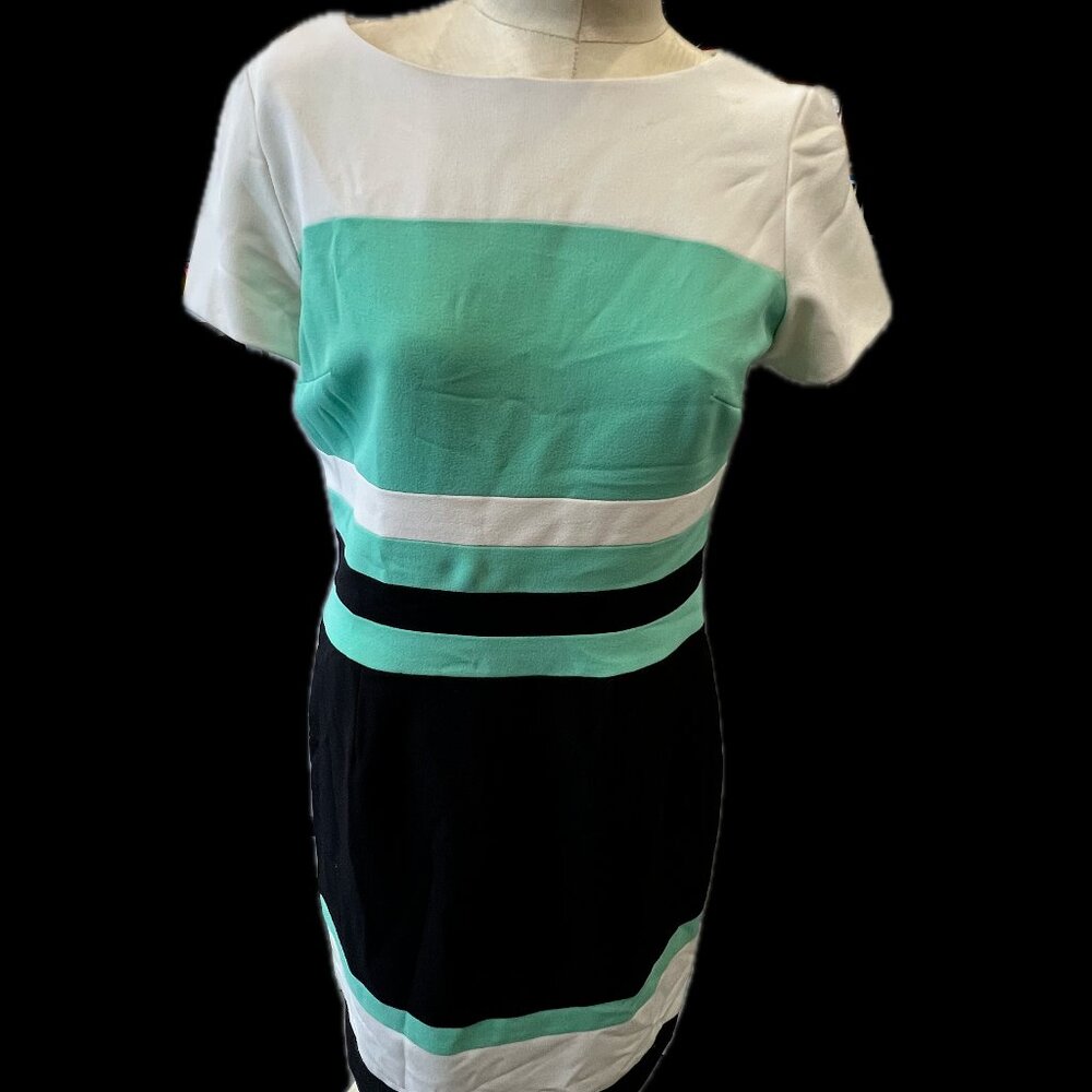 Black and Teal Sandra Darren Midi Dress